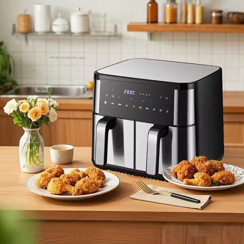 Dual Air Fryer Smart Air Fryer Oven Double Basket with Colorful LED Display Large Capacity Commercial Kitchen Appliance