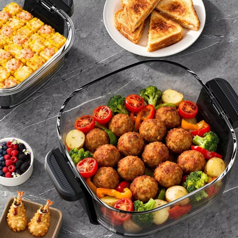 New Smart Oil Free Multi Functional Visible Double Layer Automatic Home air Fryer