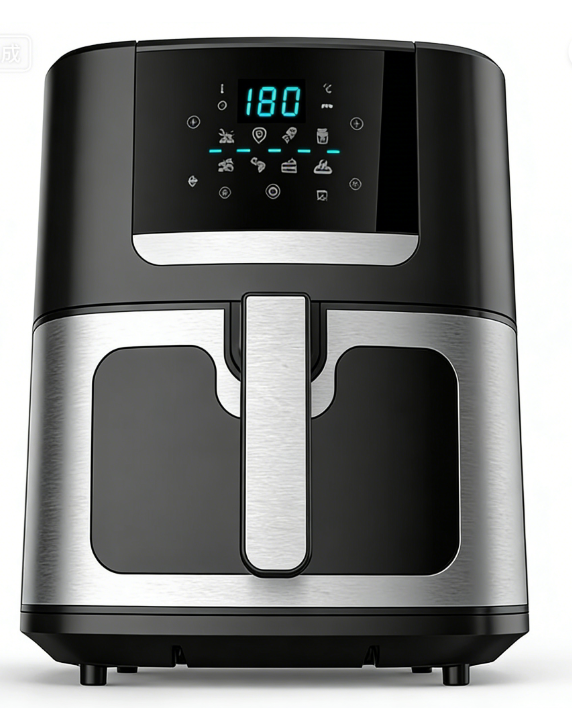 1800W Electric Digital Control 10L Capacity Air Fryer LCD Display Non-Stick PTFE Coating Overheat Protection Energy-Saving Fast