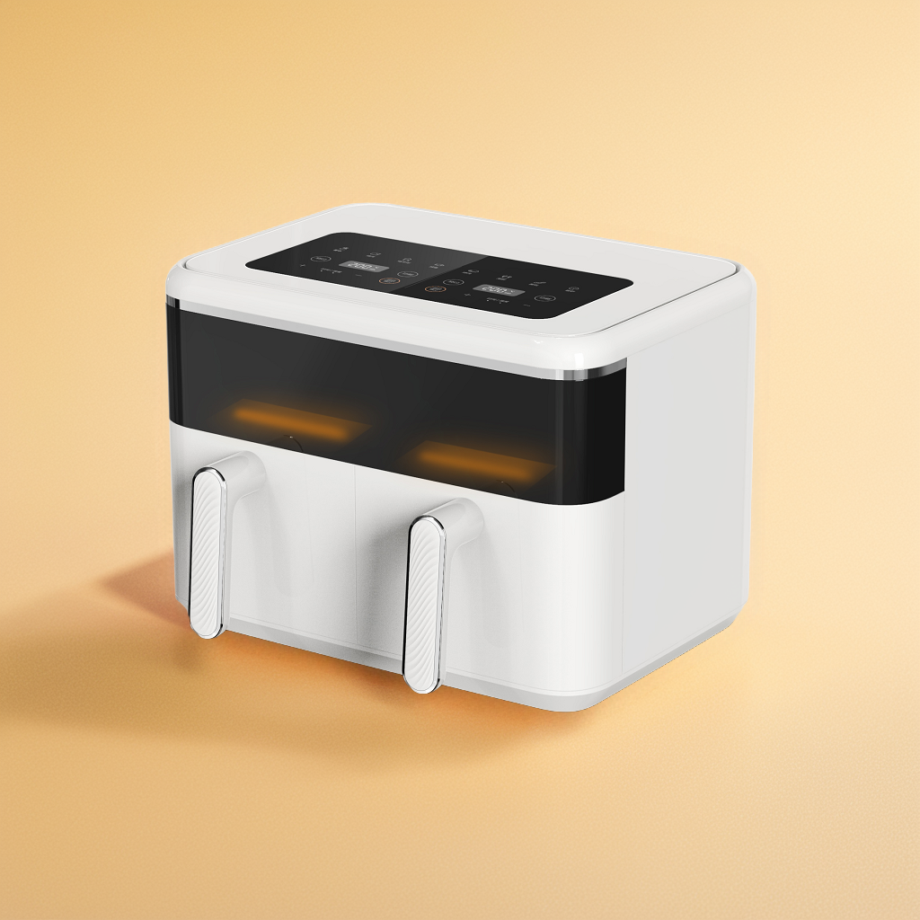8 Liters 2100W CE CB Dual Basket Visual Window Digital Electric Commercial Air Fryer
