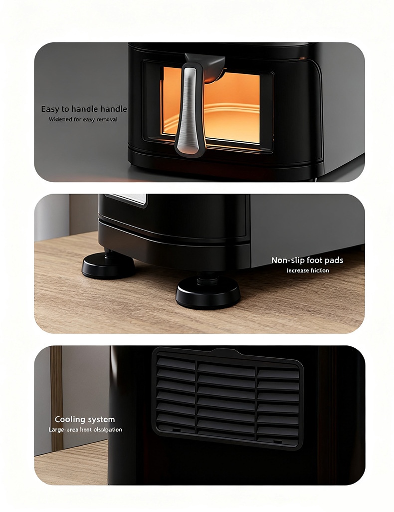 10L Modern Air Fryer Electric Square Plastic Oven Touch Screen Multi-Function for Roasting Baking Cooking Household Hotel