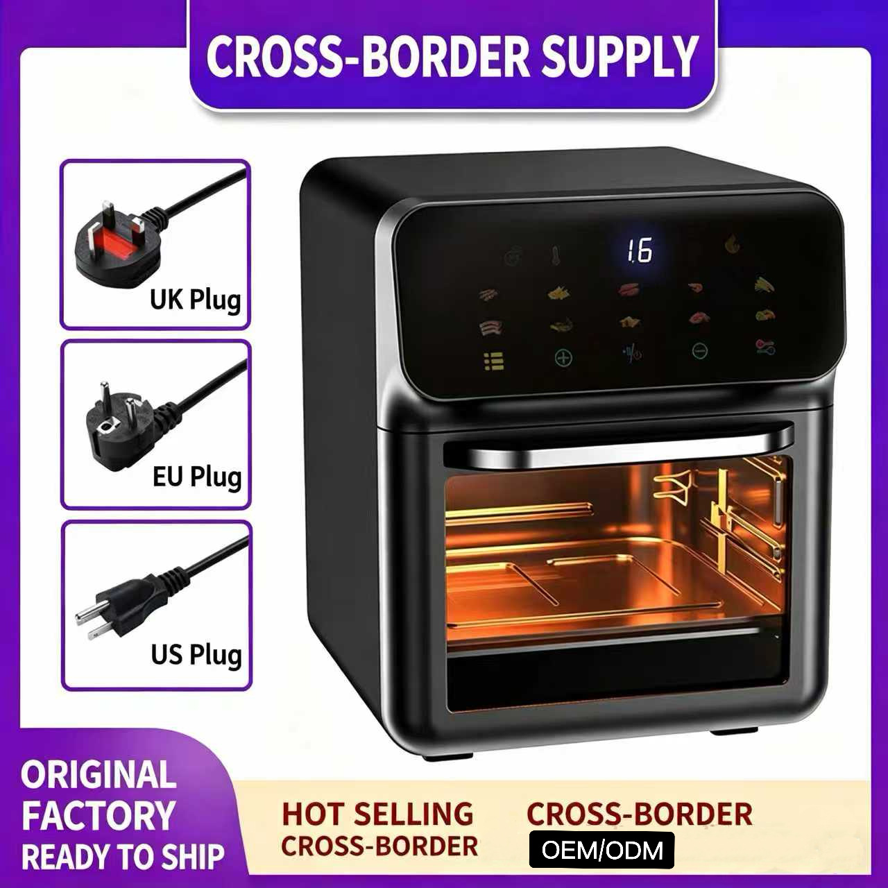 Air Fryer Cross-Border E-Commerce 15L Large-Capacity Household Multi-Function Electric Oven Touch-Screen Plastic 1350W Stereo