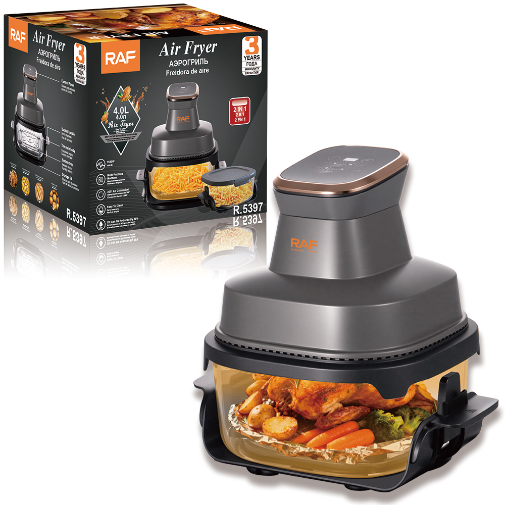 RAF R.5397 Glass 2 in 1 Air Fryer Cooking System Multi-functional Fryer with Lids for Family Meals