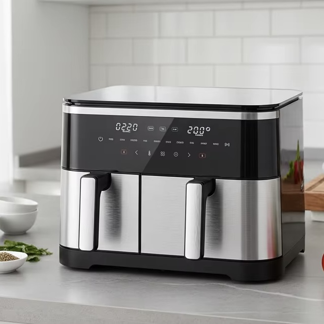 New 2000W-2800W Electric No Oil Built-in Dual Zone Double Baskets 11L Touch Screen LCD Energy Saving Air Fryer Oven