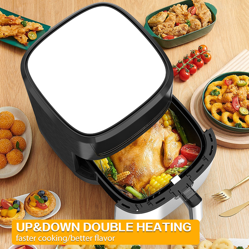 New 10L Electric Digital Stainless Steel Square Air Fryer Space-Saving Oilless Nonstick Coating Energy Saving Fast Household