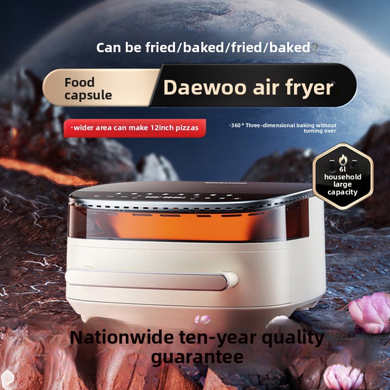 Original Genuine Household Air Fryer Electric Oven All-Purpose Pizza Large Capacity Visible Non-Stick Liner Double-Layer Heating