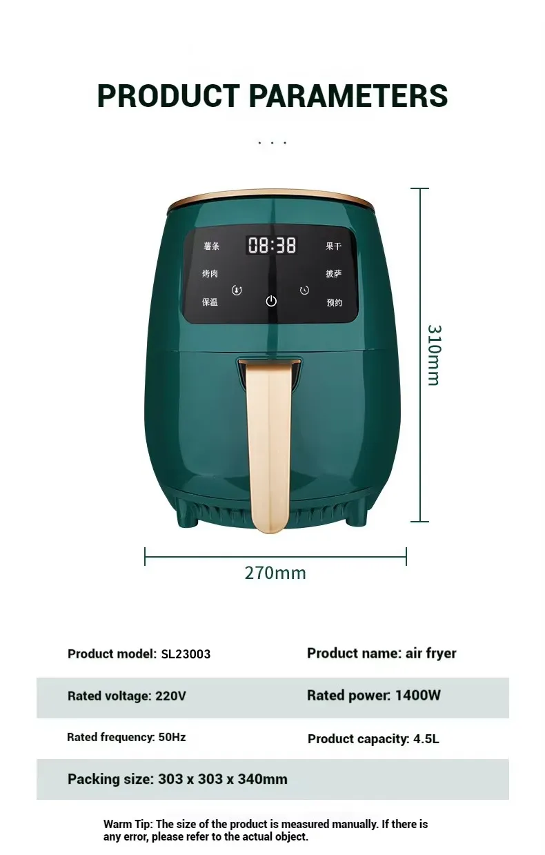 No Oil Air-Fryer New Kitchen Appliances 4.5L Small Multi Function Mini Portable Hot Commercial Potato Chips Air Fryer Machine