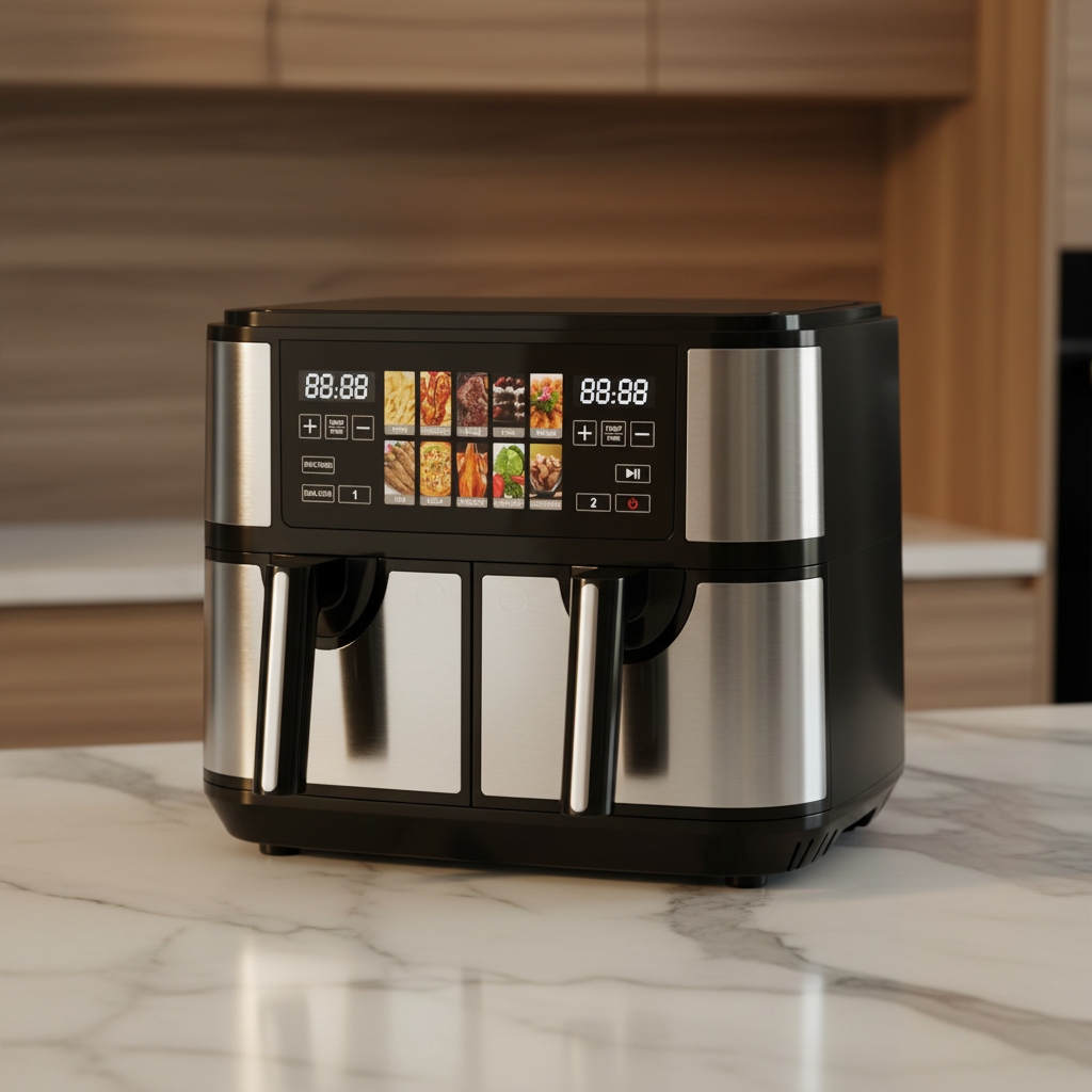 Multifuncional Air Fryer With Digital TFT Control Panel and Dual Chamber 8L Smart Electric Air Fryer Oven