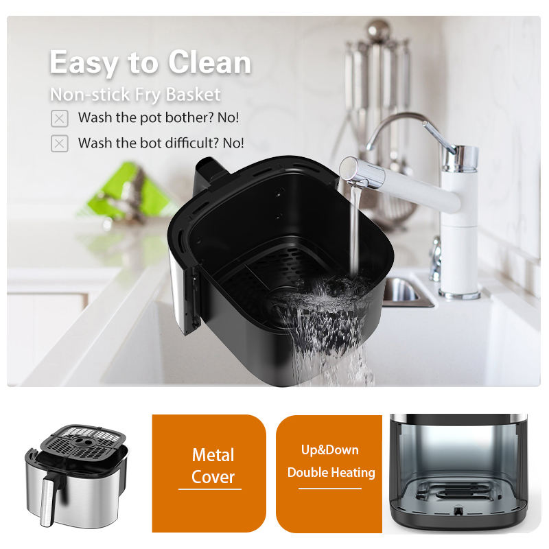 Wifi App Control Smart Stainless Steel 6.5L 1700W Air Fryer with LCD Display Oil Free Electric Digital Smart air Fryer Oven