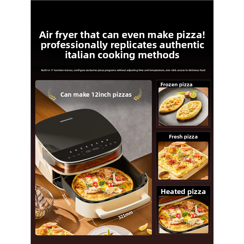 Original Genuine Household Air Fryer Electric Oven All-Purpose Pizza Large Capacity Visible Non-Stick Liner Double-Layer Heating
