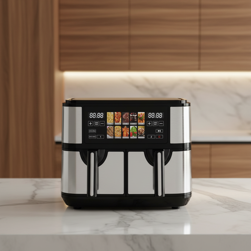 Multifuncional Air Fryer With Digital TFT Control Panel and Dual Chamber 8L Smart Electric Air Fryer Oven