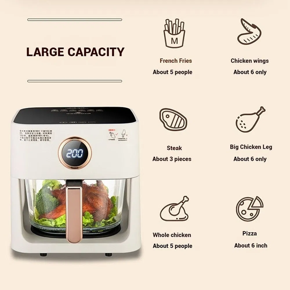 Zd-06 Rotisserie Kit Compatible Electric Digital Oil Free Air Fryer for Whole Chicken