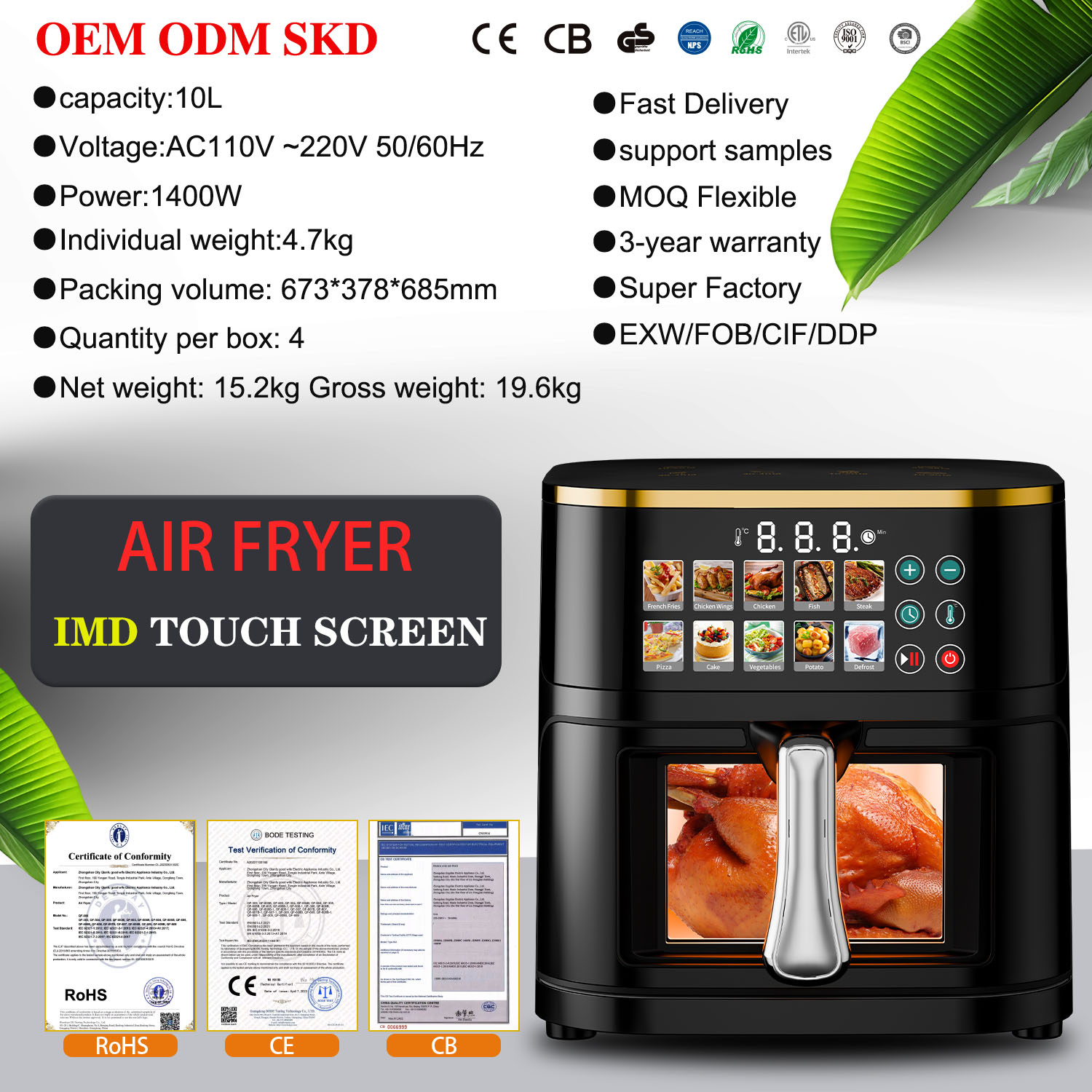 Smart Digital Air Fryer Oven 6L 8L 12L 14L Large Capacity For Home Multi-function Hot Air Fryer