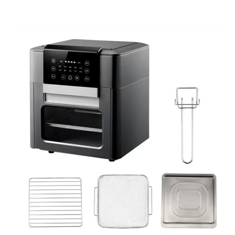 12L Family Size Modern Oil-Free Air Fryer 2-Layer Stainless Steel Square Digital Electric Energy Saving Kitchen Appliance