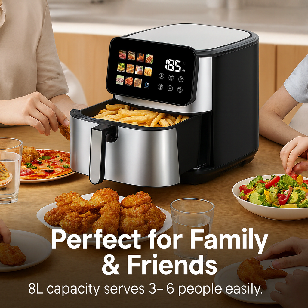 Customizable 8L Hot Dual Heating Air Fryer Without Oil Touchscreen Digital Electric Deep Air Frier Fryer With Visual Window