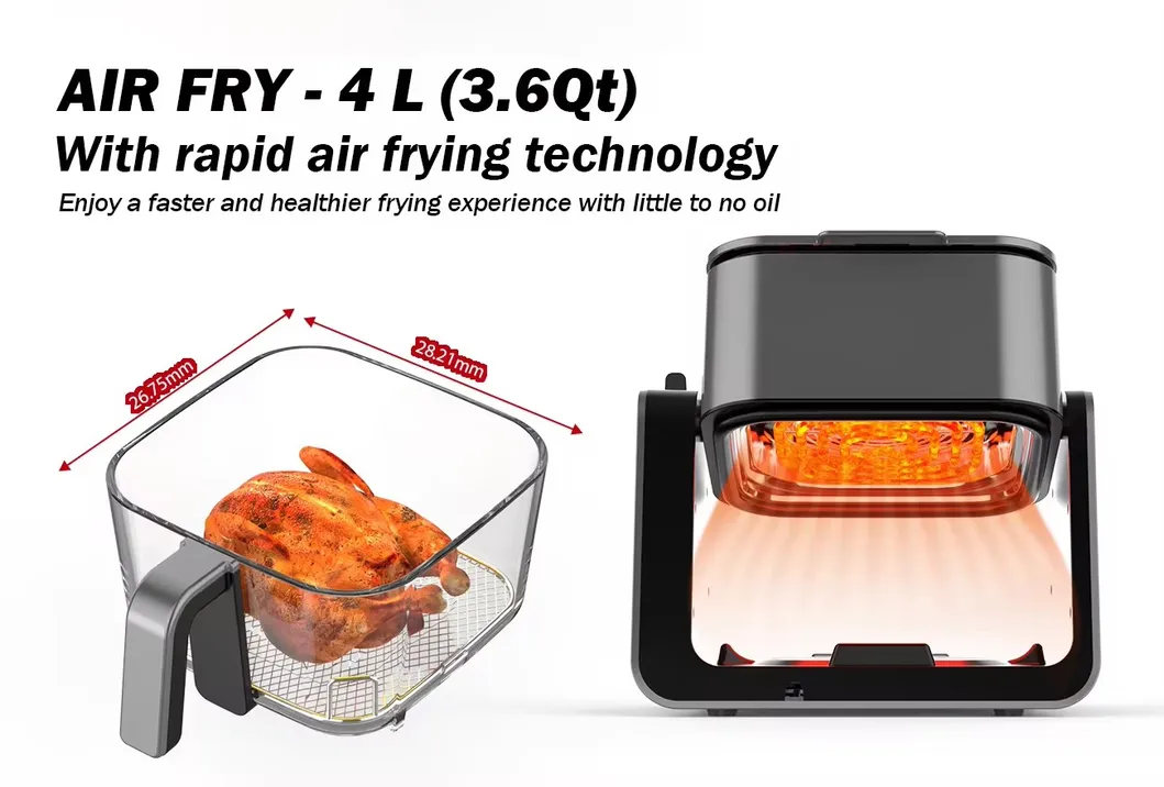 4L Glass Commercial Electric Air Fryer for Cooking