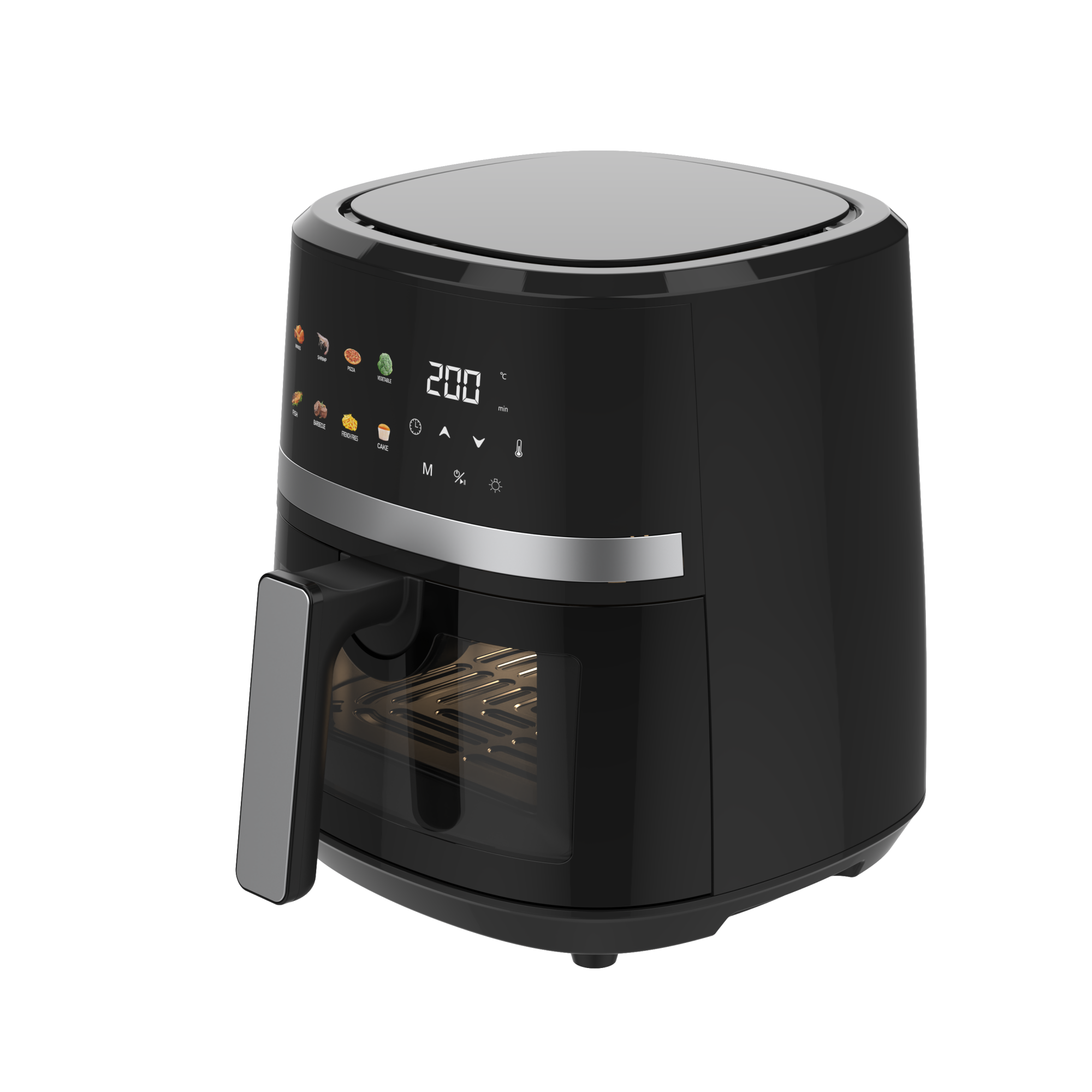 1450W 4L Large Capacity with View Window Air Fryer Oven Single Basket Digital Control for Family Meals