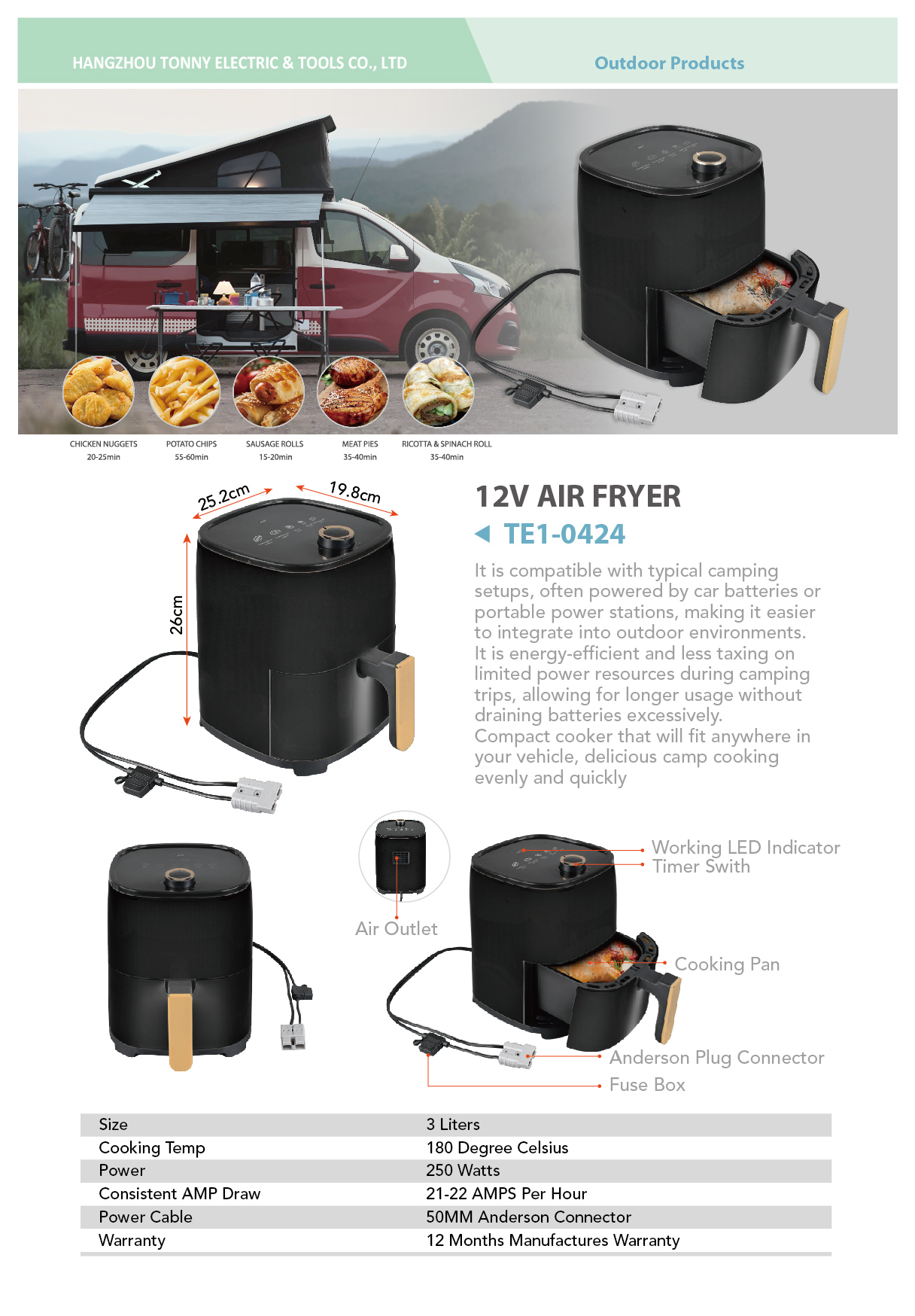 12V Air Fryer Settings