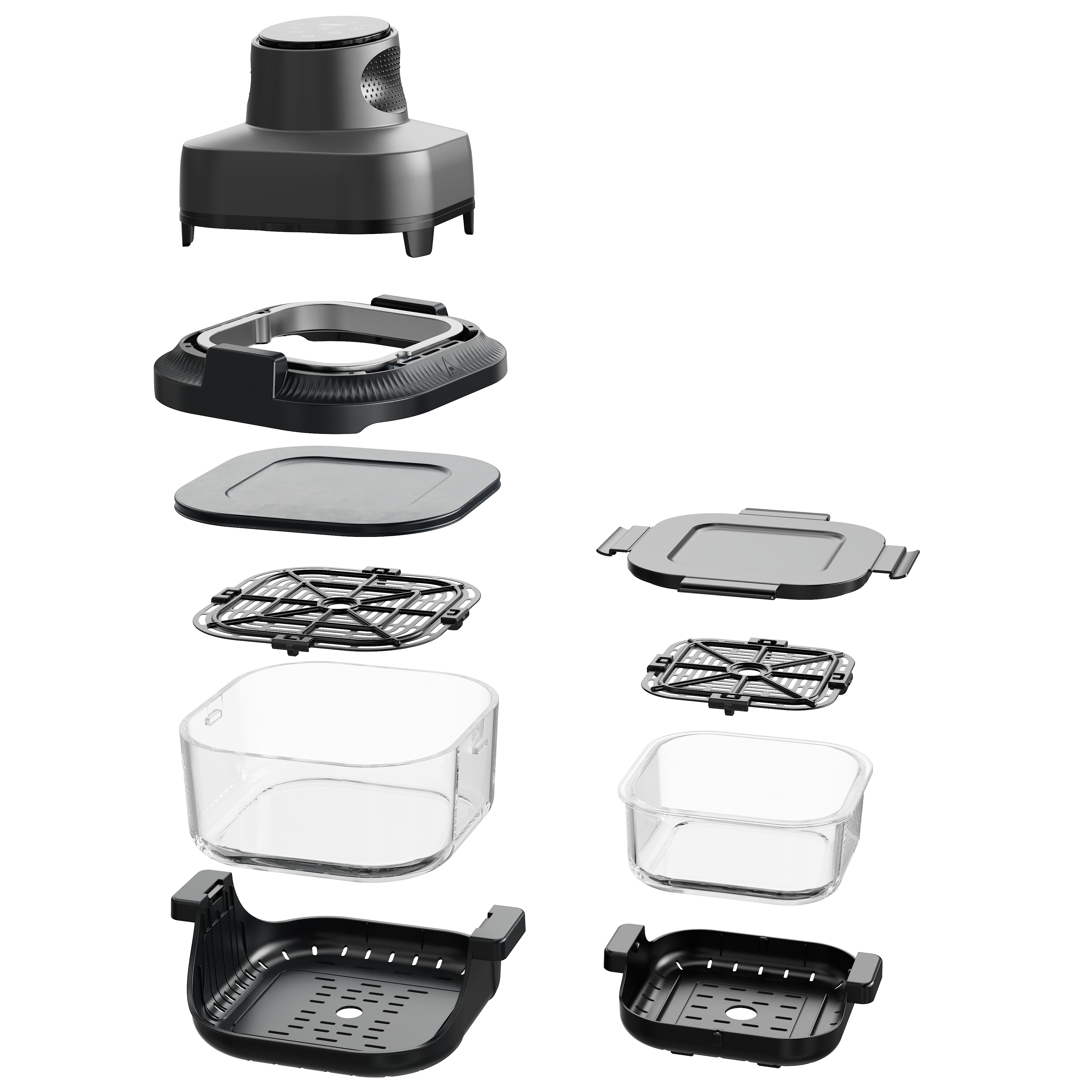 Household Smart Glass Air Fryer 1500W Fast Hot Air Circulation &amp; Even Heating