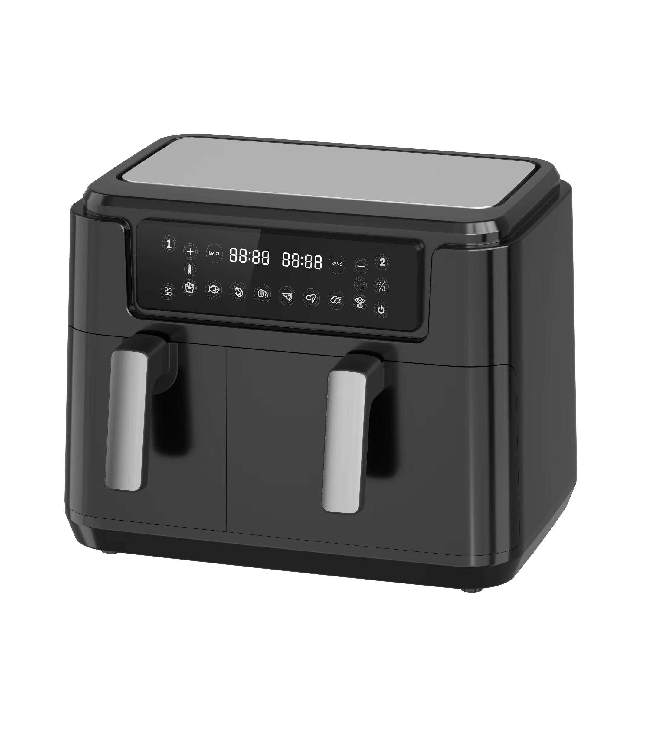 High Quality Oil-free Cooking, Large Capacity 3+6.5 Liters, Touch Screen Control, Dual Basket air Fryer