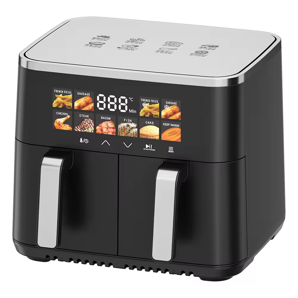 Big Capacity Double Basket Air Fryer Two Rooms 2 Independent Baskets Dual Zone Air Fryer Oven 10L 11L 12L
