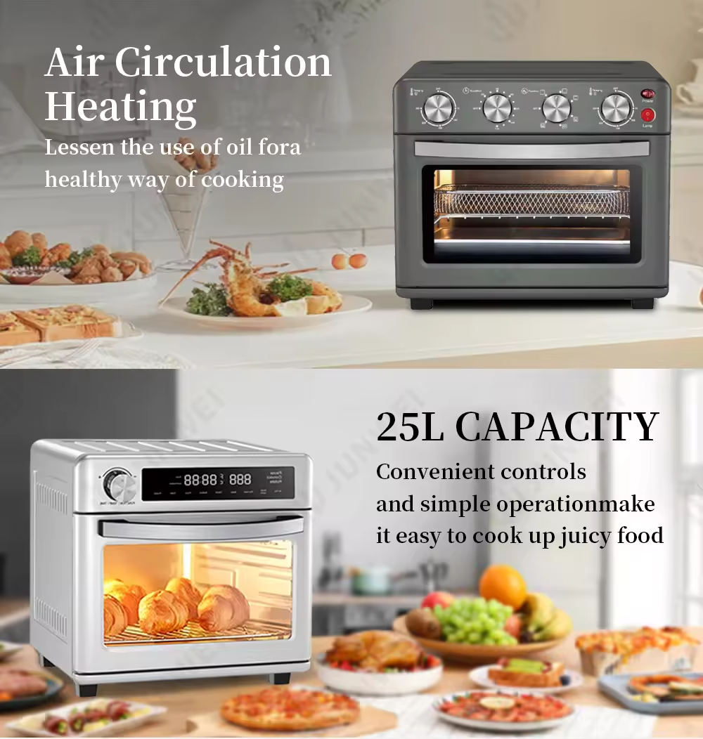 Factory Wholesale Digital Control Oilless Electric Air Fryer Oven 25L LED Display Kitchen Toaster Bread Oven