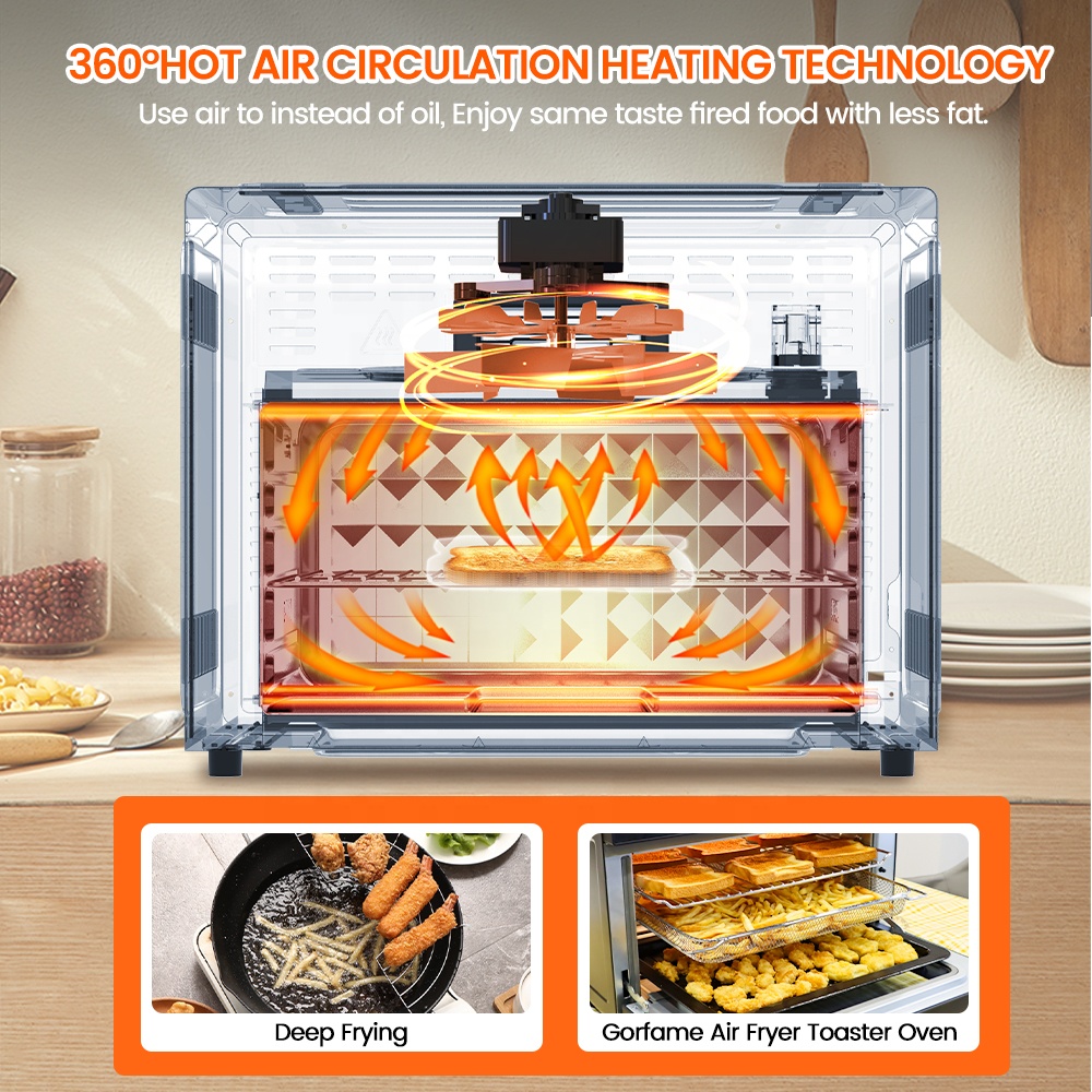 Mechanical Temperature Control Household air Fryer 25L 4-Layer Stainless Steel Electric Air Fryer Oven with Toaster Function