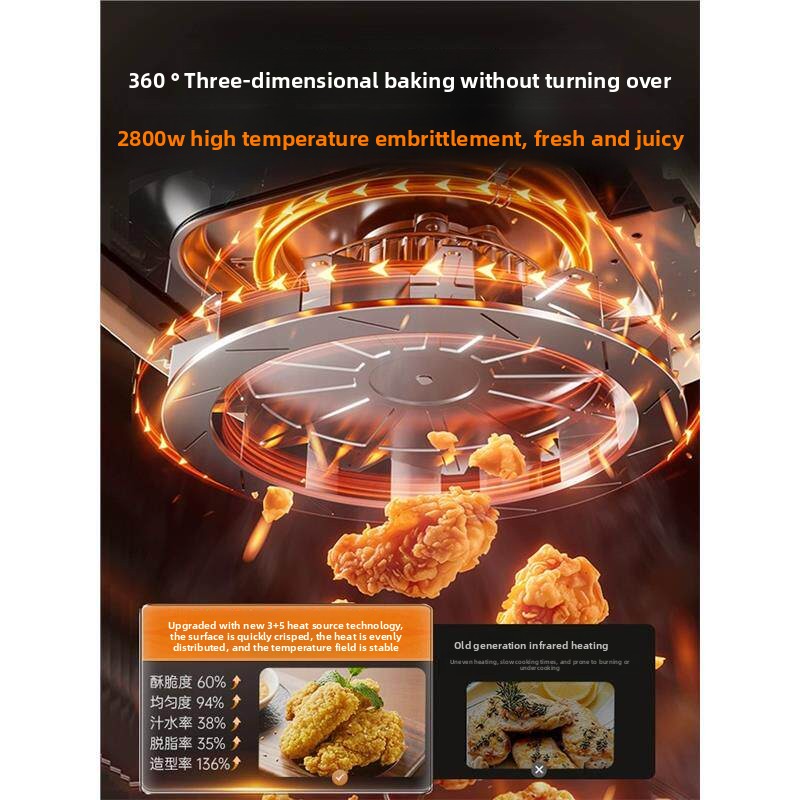 Original Genuine Household Air Fryer Electric Oven All-Purpose Pizza Large Capacity Visible Non-Stick Liner Double-Layer Heating