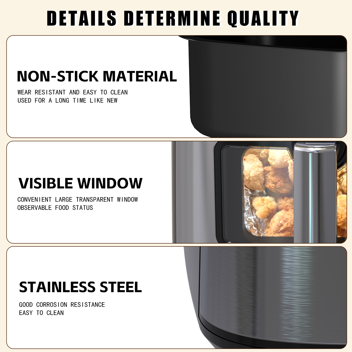 BSCI CB CE LVD EMC 5.5L Large Digital LCD Touch Screen Visual Cooking Window 1700W Smart Air Fryer Detachable Inner Basket
