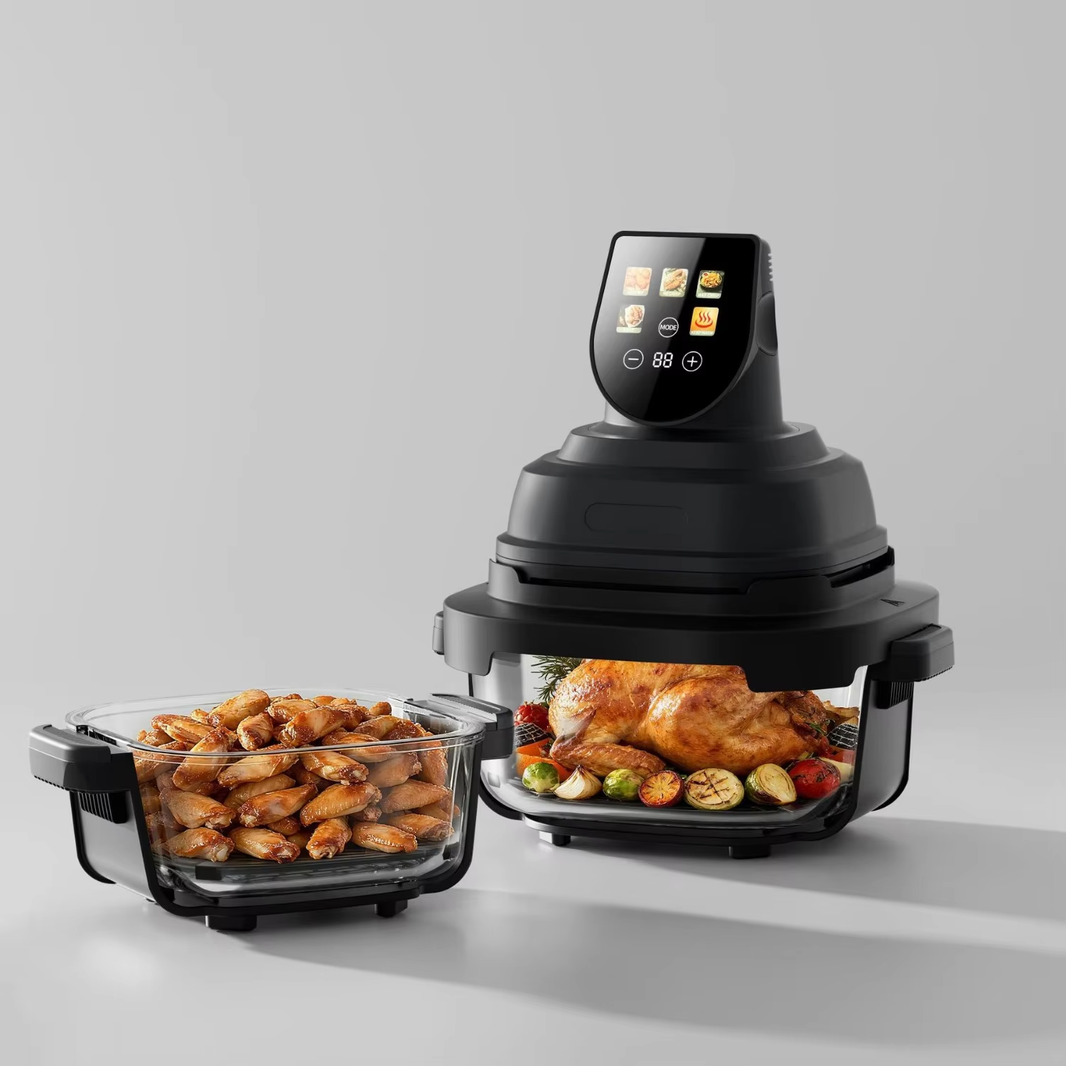New Smart Oil Free Multi Functional Visible Double Layer Automatic Home air Fryer