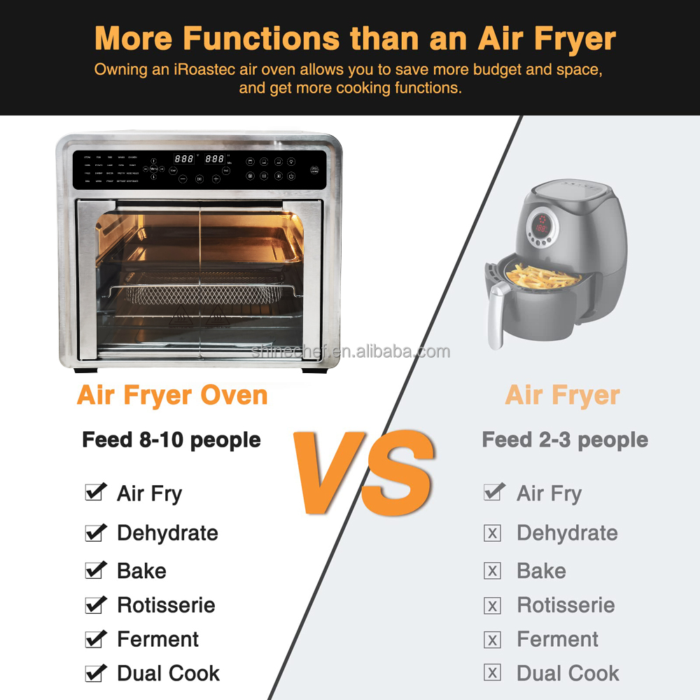Multi-function Digital Air Fryer Oven 28L 1700W Stainless Steel Electric Automatic Shut-Off French/German Household Hotel Use