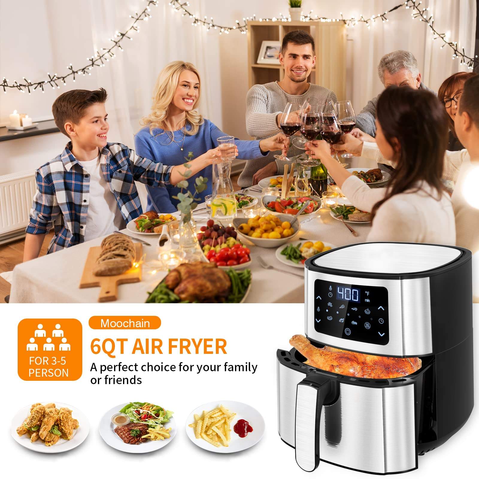 China Oil Free air Fryer 1800w air Fryer 8 Liter Multifunction Reusable Silicone air Fryer