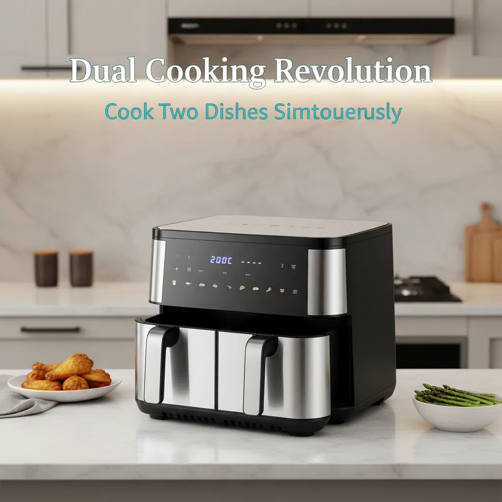5+5L Arge-Capacity Double-Barrel Electric Fryer Multifunctional Stainless Steel Touch Screen Oven Smart Double-pot Air Fryer