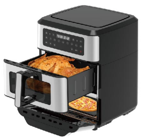 2 in 1 Digital Air Fryer Oven with SYNC Function Oil Free Transparent Glass Window 6L Air Fryer + 5.6L Pizza Oven