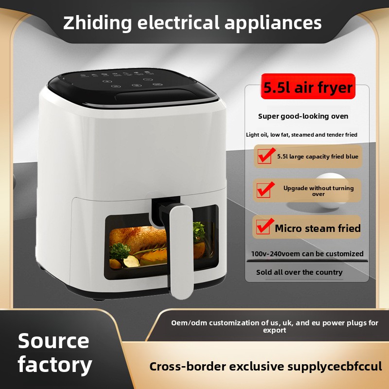 Best-selling European American air Fryer; Smart Multi-function Transparent Electric Fryer 10L Large Capacity Touch Control