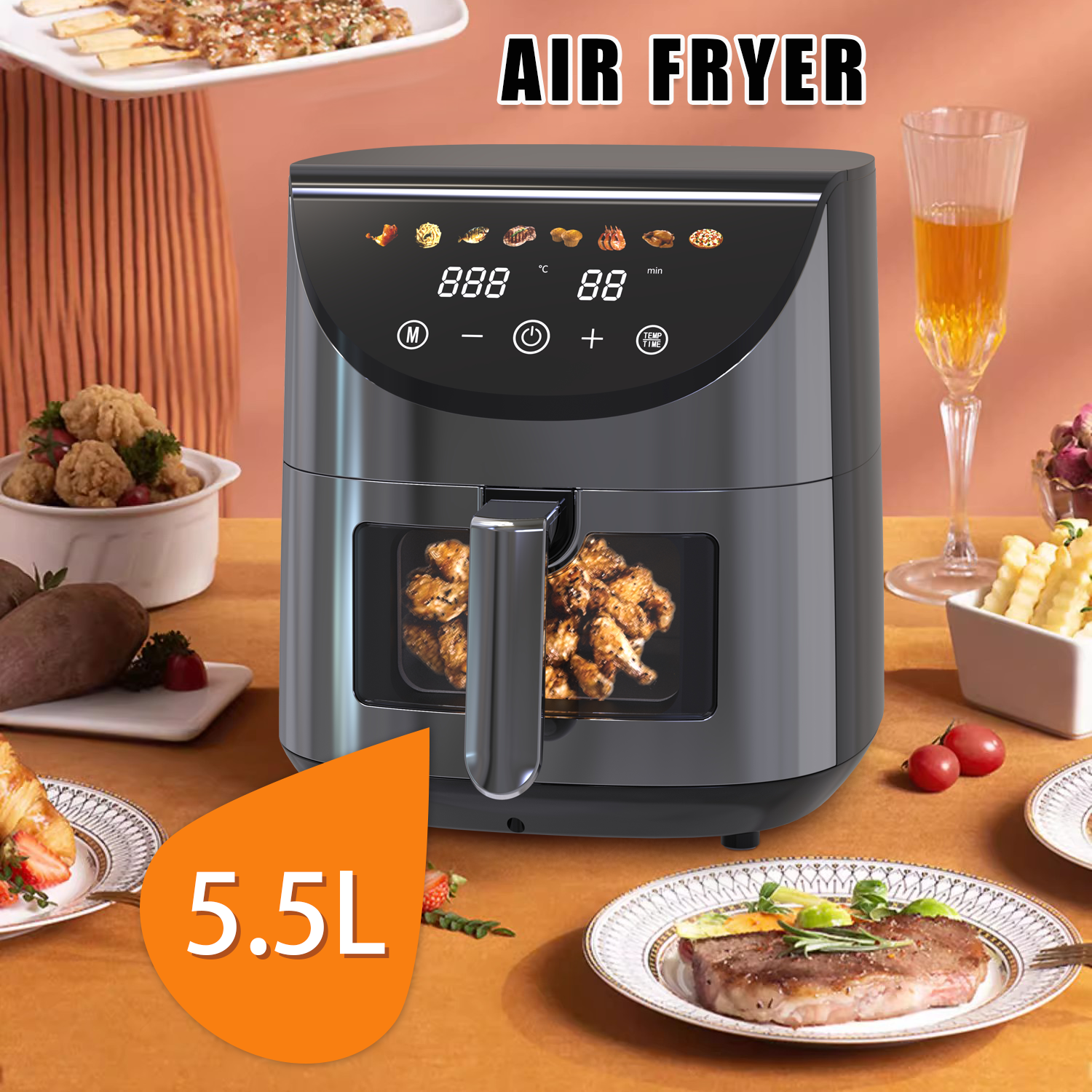 OEM New Electric Air Fryers Fritadeira Eletrica Air Fryer Digital Family Air Fryer 5.5L