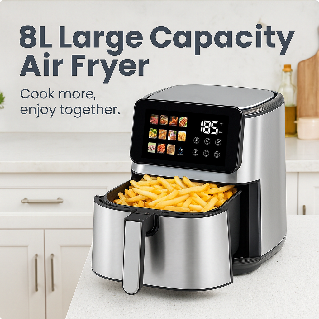 Customizable 8L Hot Dual Heating Air Fryer Without Oil Touchscreen Digital Electric Deep Air Frier Fryer With Visual Window