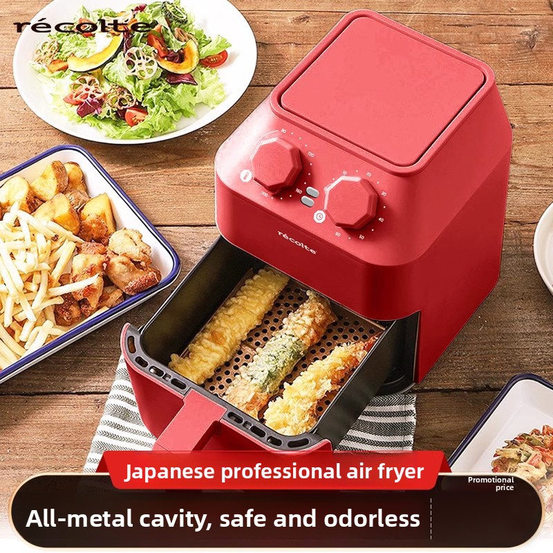 Japanese Genuine Brand New Electric Air Fryer Retro-Style Oven-Integrated Fryer with Non-Stick Liner and Top Heating