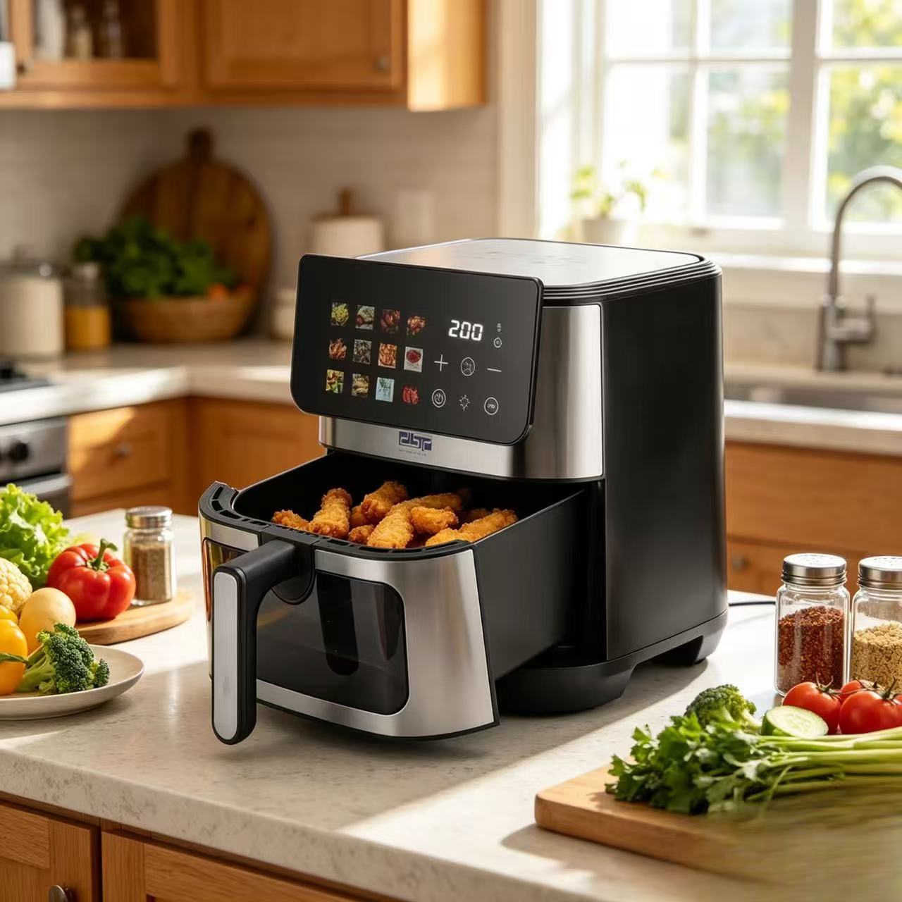 Air Fryer 8 Litres Desktop Touch Screen Double-layer Frying Basket Big Multipurpose Digital air Fryer Oven Aire Fryer for Home