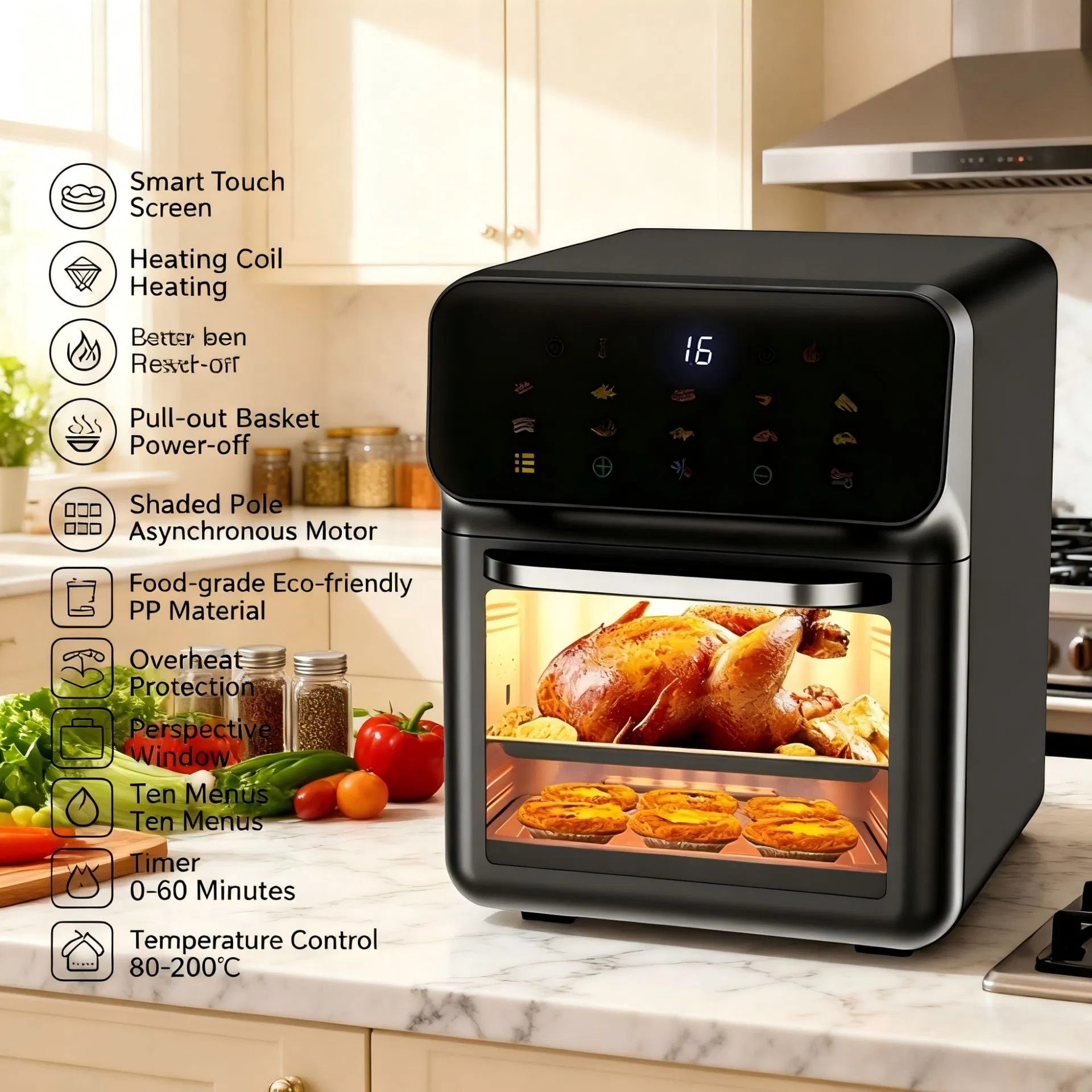 Commercial Stainless Steel Air Fryer 15L 1350W Dual Restaurant Catering Heavy Duty