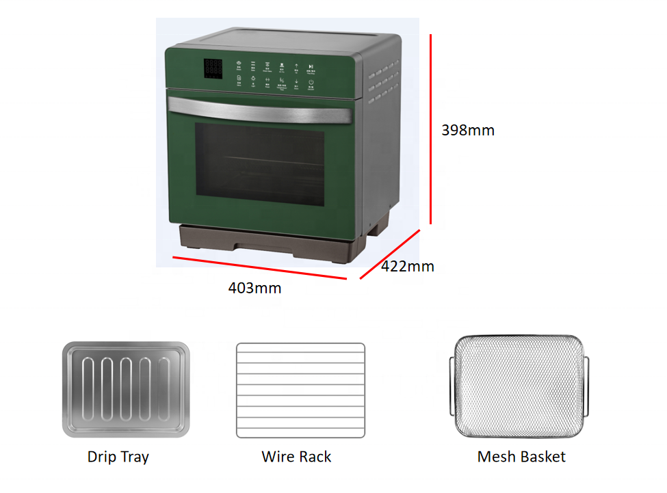 Electric Air Fryer Oven 20L Stainless Steel Non-Stick Digital Control App-Controlled Energy Efficient Class for Outdoor
