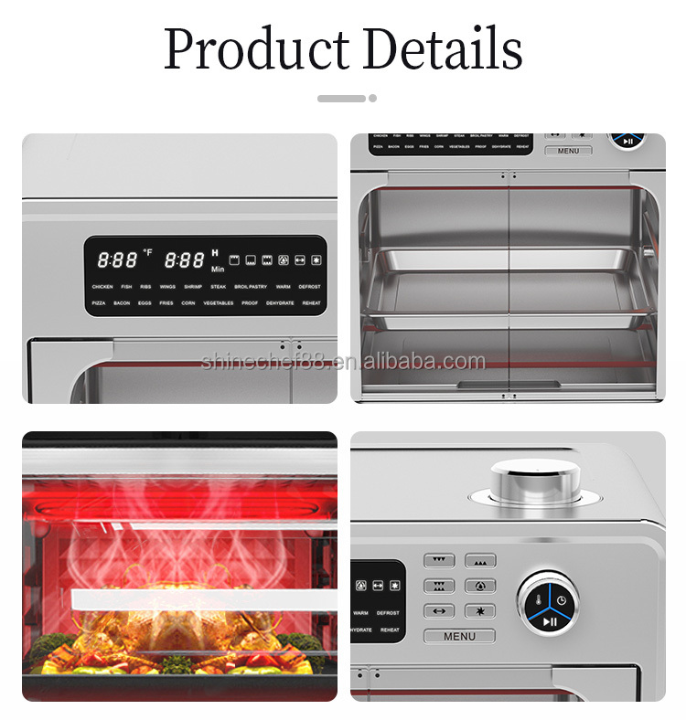 360 Degree High Speed Circulation Technology Air Fryer Oven Big Size Double Doors French Dutch Operating for Household Bake Warm