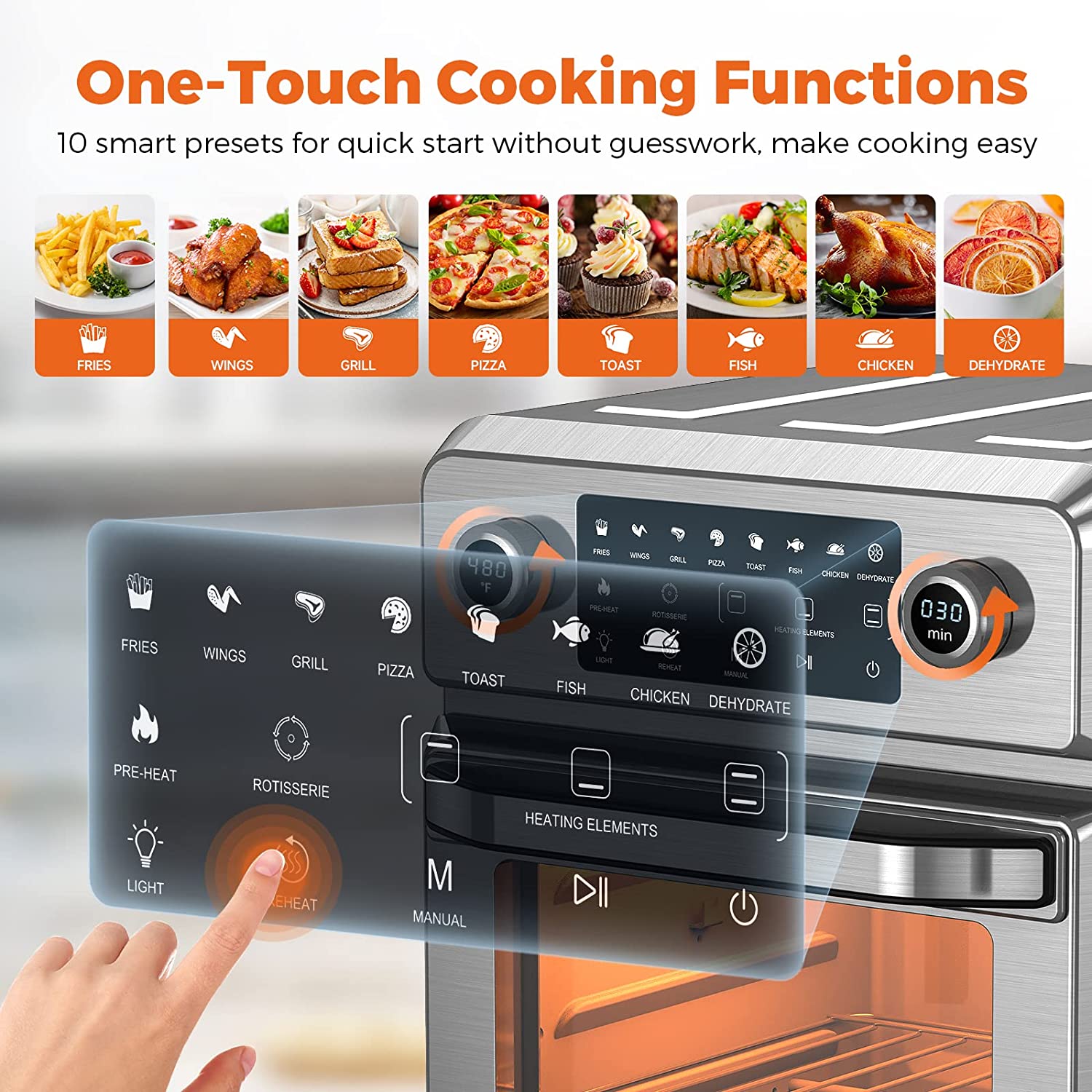 New Hot Sale 15L Large Capacity Multi-Function Super-Heated Air Heats Air Fryers Oven