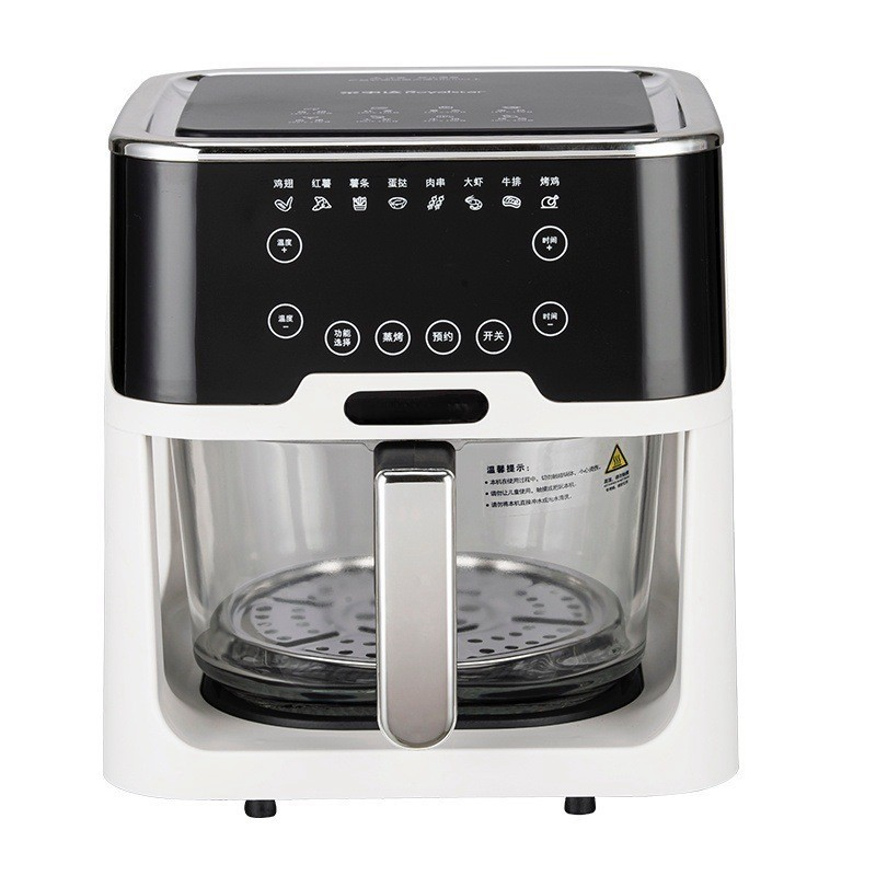 Air Fryer Square Glass 360 Panoramic Visibility 5L-6L Capacity Voice Touch Screen Multi-Functional Modern Household Electric