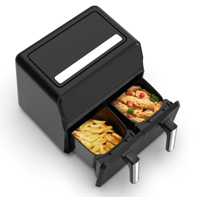 Smart Air Fryer 8L Large Pot LCD Display WiFi Digital 2-in-1 Electric Non-Stick Surface Household Use French Language Plastic