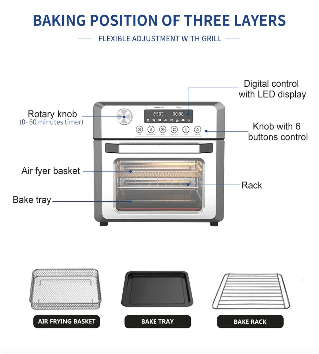 Best Digital Air Fryer Countertop Toaster Oven Air Fryer with Stainless Steel Body