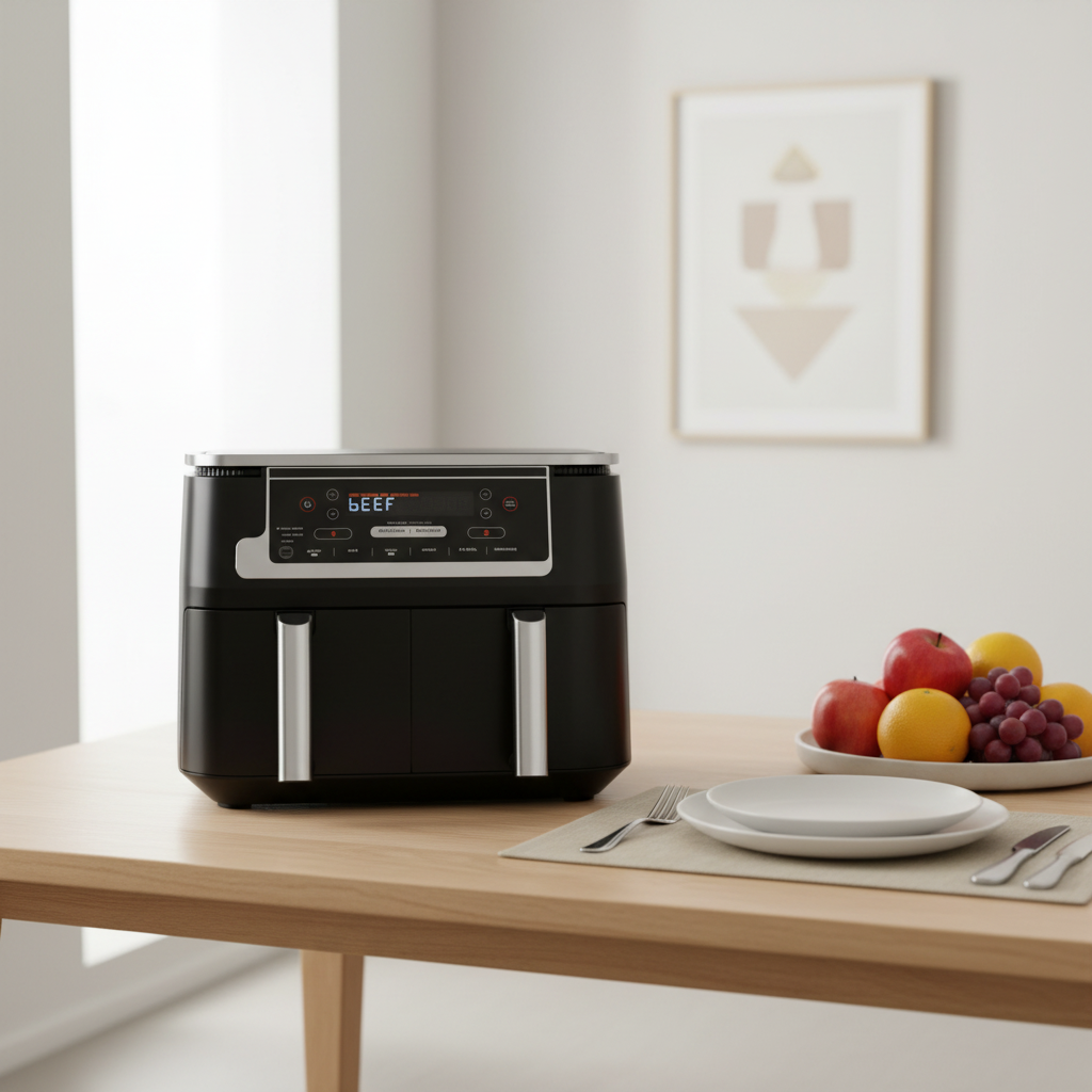 10 Quart 6-in-1 Dual-Zone Smart Air Fryer 2 Baskets Smart Thermometer Perfect Doneness 1 Year Warranty Plastic