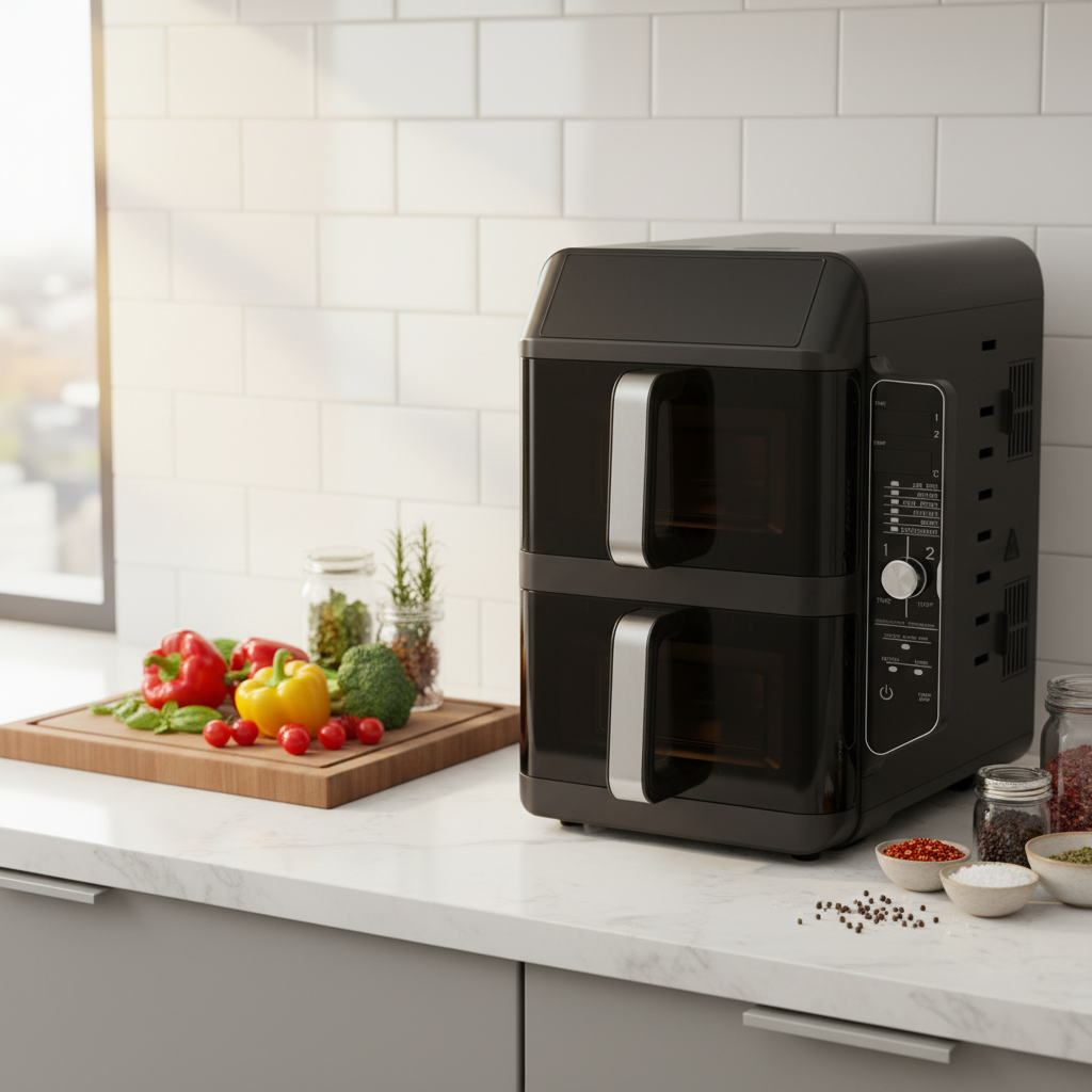 2026 New Model Dual Basket Air Fryer 11.2L Large Capacity High Quality Visual Window Electric Power LCD Display Fry Hot Selling