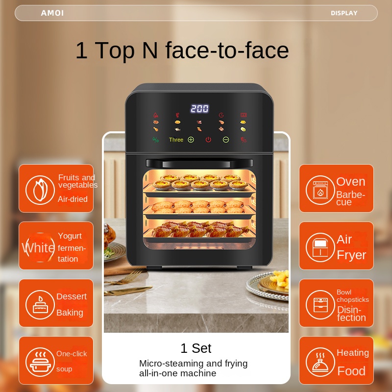 15L Stainless Steel Air Fryer Toaster Oven Small Kitchen Appliances Built-in Digital Air Fryer Oven With Countertop Ovens