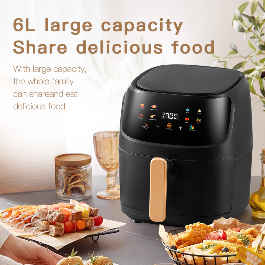 Square 8L Touch Screen Low Noise Smart Air Fryer Non-Stick Inner Tank Healthy Overheat Protection Digital Oven Household Hotel
